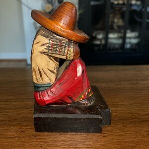 1950s Mexican Siesta Wooden statue bookend